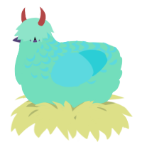 A mint and aqua chicken with a half-lace pattern
