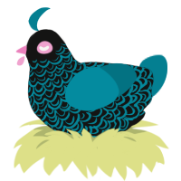 Faëthe, a black and sea chicken with a double-lace pattern