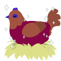 Happy Holidays, a maroon and russet chicken with a head pattern