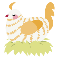 A white and honey chicken with a bar pattern