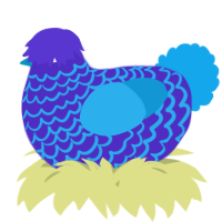 A indigo and sky chicken with a lace pattern