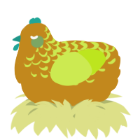 A ochre and lime chicken with a half-lace pattern