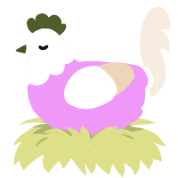 Pastel Milkshake, a lavender and cream chicken with a head pattern