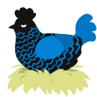 A black and sapphire chicken with a lace pattern