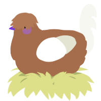 A brown and white chicken