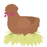 A brown chicken with a lace pattern