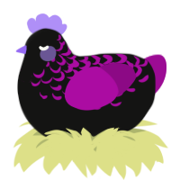 A black and plum chicken with a half-lace pattern