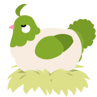 A cream and chartreuse chicken with a head pattern