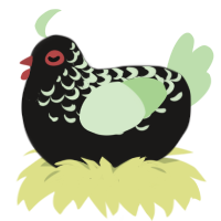 A sable and gluppy chicken with a half-lace pattern