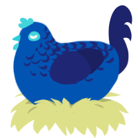 (unnamed), a ultramarine and navy chicken with a half-lace pattern