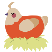 A vermilion and beige chicken with a head pattern