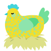 Lemon Slushie, a yellow and spring chicken with a speckle pattern