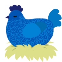 Kai, a ultramarine and sapphire chicken with a double-lace pattern