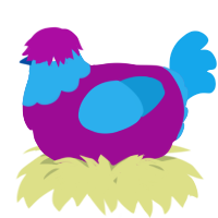 A plum and sky chicken with a head pattern