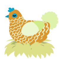 A orange and apple chicken with a lace pattern