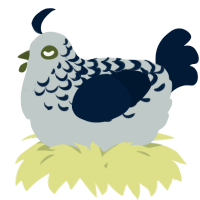 A silver and tumblr chicken with a half-lace pattern