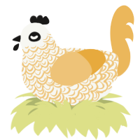 Khemu, a white and honey chicken with a double-lace pattern