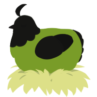 A chartreuse and black chicken with a head pattern