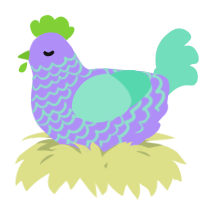 A lilac and mint chicken with a lace pattern
