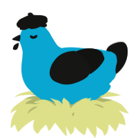 A cerulean and black chicken