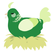 A viridian and apple chicken with a neck-band pattern
