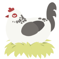 Oh I love you, a white and grey chicken with a neck-speckle pattern