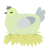A apple and silver chicken with a lace pattern