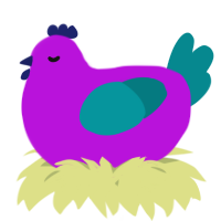 A amethyst and teal chicken