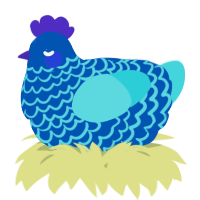 A ultramarine and aqua chicken with a lace pattern
