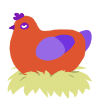 A vermilion and blurple chicken