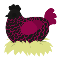 A sable and maroon chicken with a lace pattern