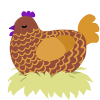 A russet and orange chicken with a lace pattern