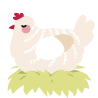 A cream chicken with a half-bar pattern