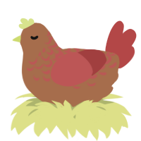 A brown and red chicken with a half-lace pattern