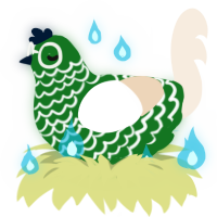 Hedgewitch, a leaf and cream chicken with a lace pattern