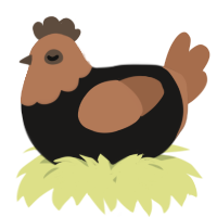 A sable and brown chicken with a head pattern