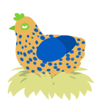 A honey and ultramarine chicken with a speckle pattern