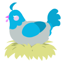 A silver and cerulean chicken with a head pattern