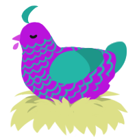 Ravenette, a amethyst and turquoise chicken with a lace pattern