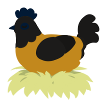 A ochre and sable chicken with a head pattern
