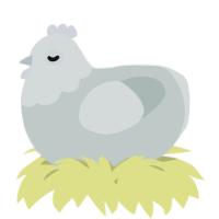A silver chicken with a head pattern