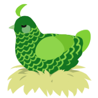 A leaf and grass chicken with a lace pattern