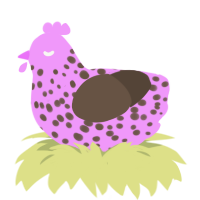 Chocoberry, a lavender and bark chicken with a speckle pattern