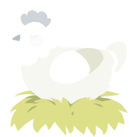 A white chicken with a head pattern