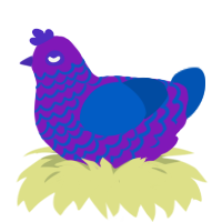Extreme Water Sports, a violet and ultramarine chicken with a lace pattern