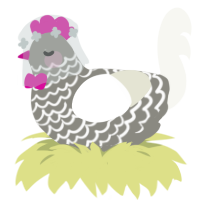 A ash and white chicken with a lace pattern
