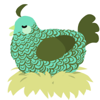 A mint and olive chicken with a double-lace pattern