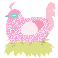 A pink and rose chicken with a double-lace pattern