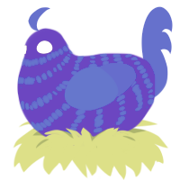 butterfly pea BBT, a overcast and ultramarine chicken with a bar pattern
