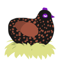 A sable and russet chicken with a speckle pattern